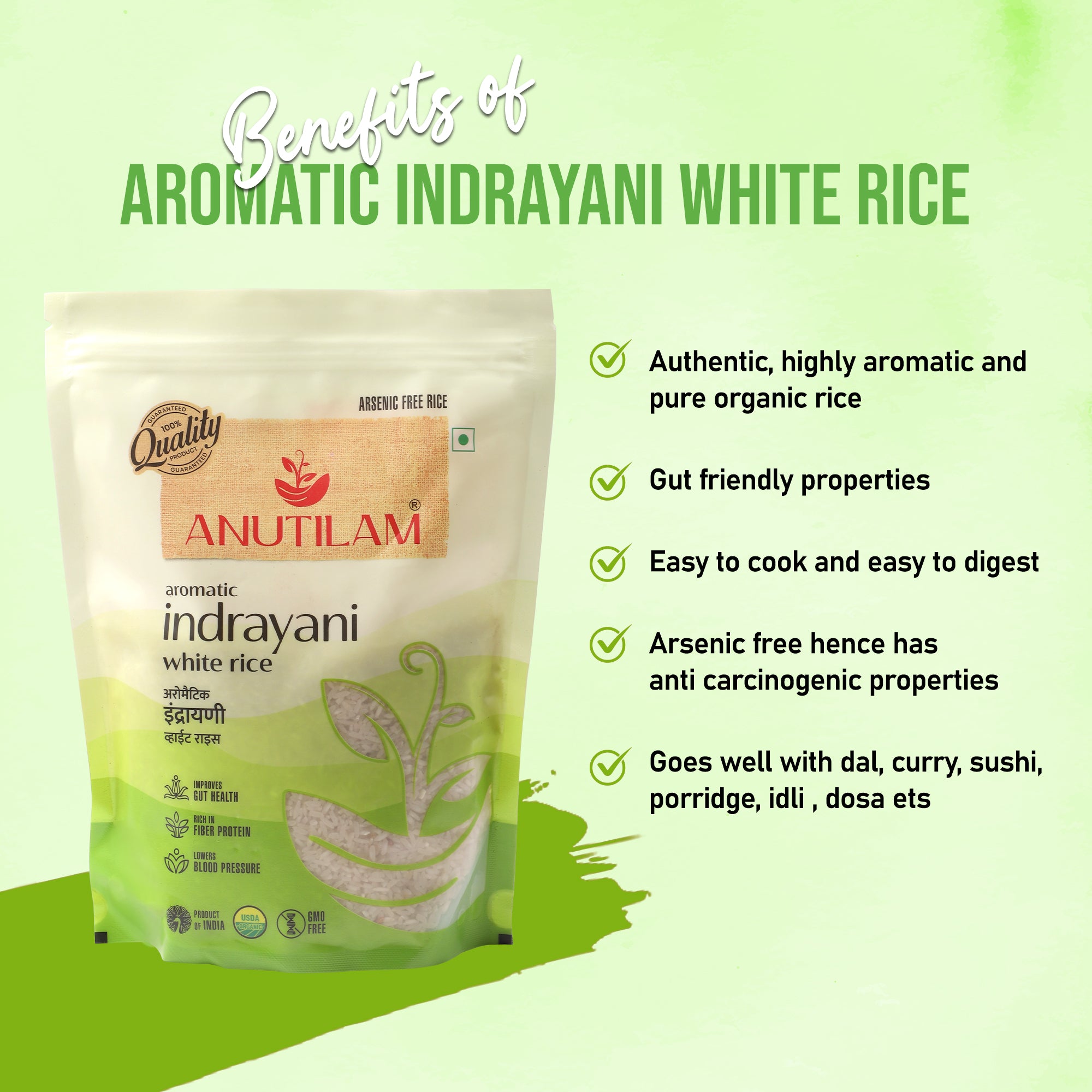 Anutilam White Indrayani Rice - Aromatic & Organic